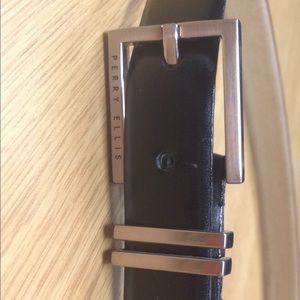 Black genuine leather belt